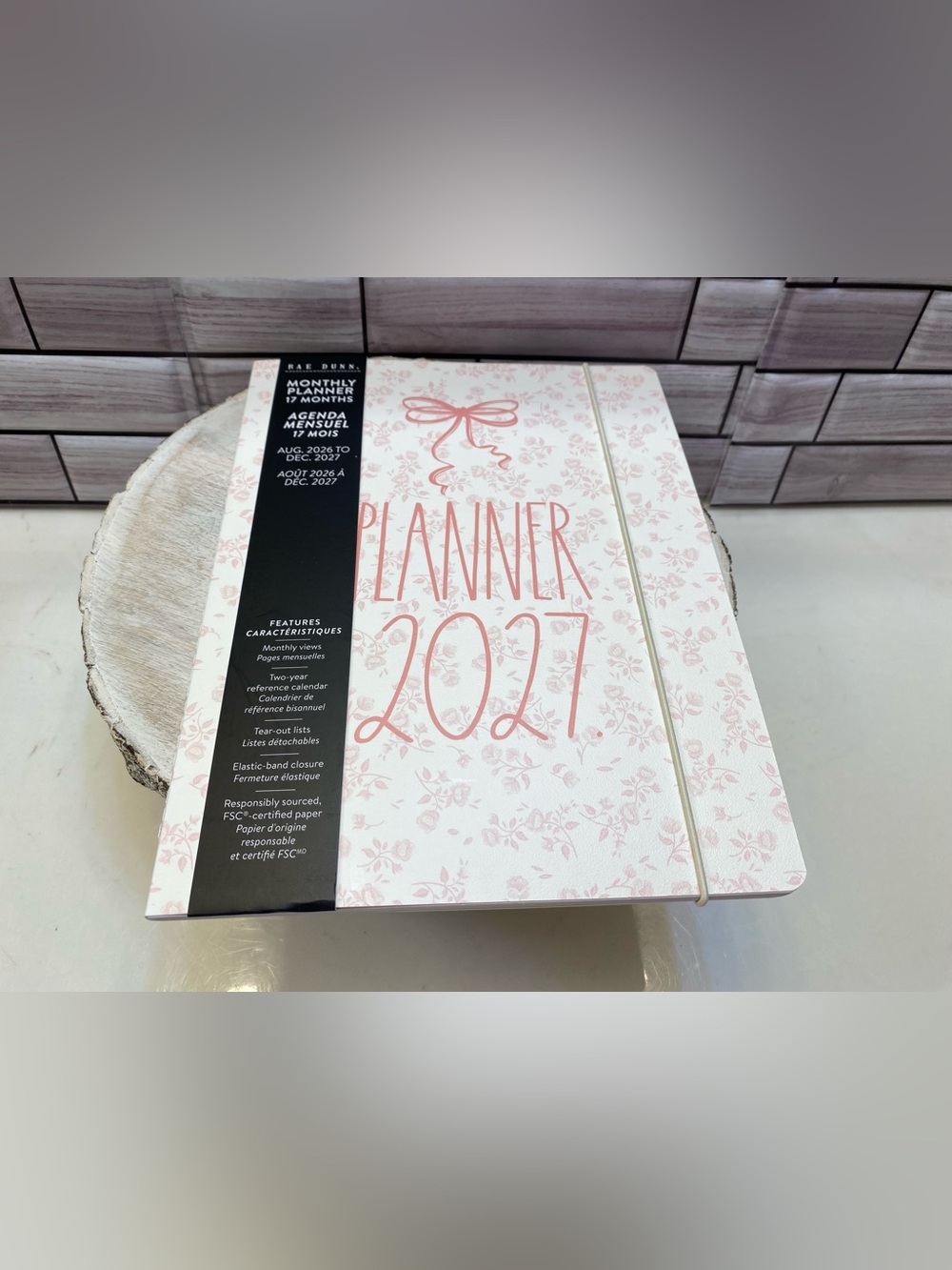 Rae Dunn ❤️2027 Monthly Planner 17-month  Pink Bow & Floral NWT